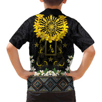 Flores de Mayo and Filipino Fiesta Kid Hawaiian Shirt The Sun-Jasmine and Polynesian Yakan Tattoo Barong Style LT03 - Polynesian Pride