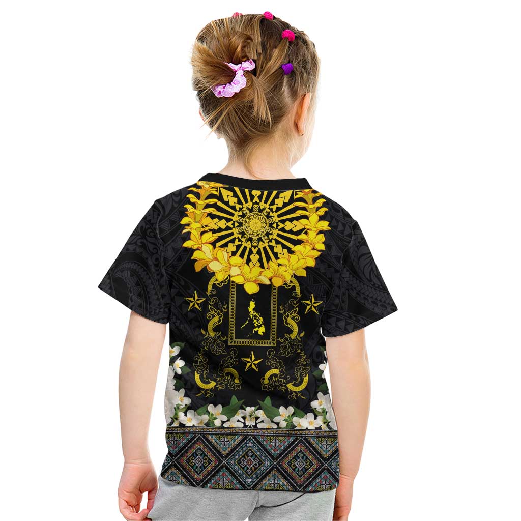 Flores de Mayo and Filipino Fiesta Kid T Shirt The Sun-Jasmine and Polynesian Yakan Tattoo Barong Style LT03 - Polynesian Pride