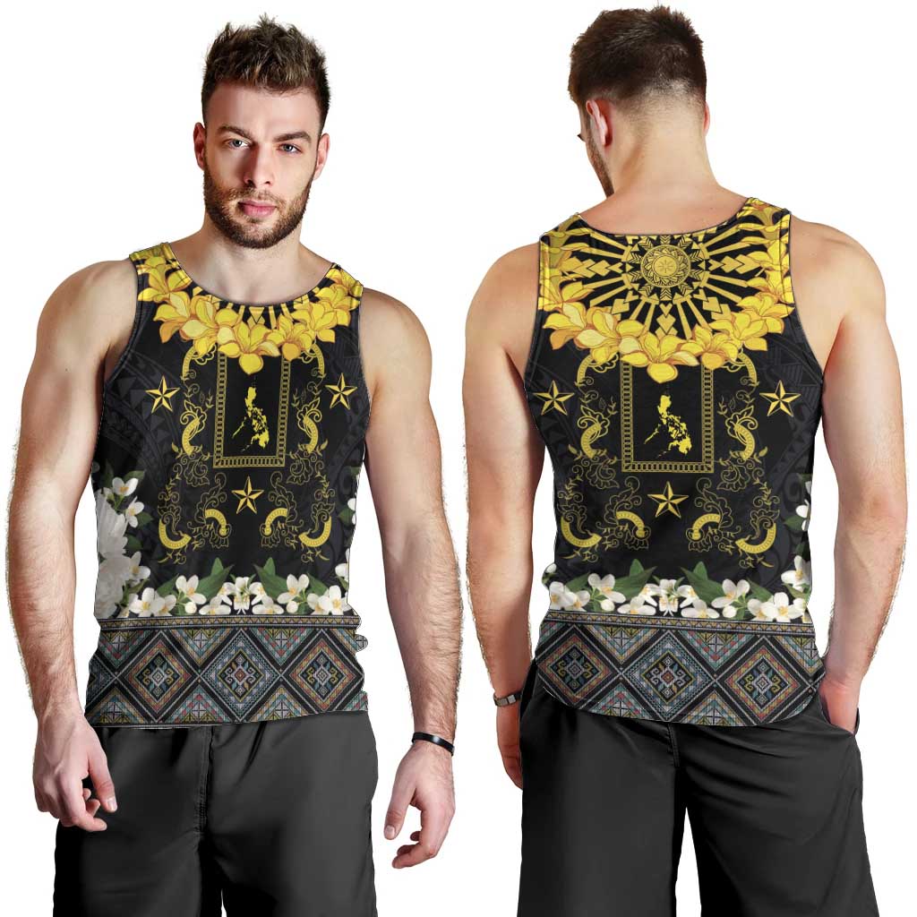 Flores de Mayo and Filipino Fiesta Men Tank Top The Sun-Jasmine and Polynesian Yakan Tattoo Barong Style