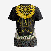 Flores de Mayo and Filipino Fiesta Scrub Top The Sun-Jasmine and Polynesian Yakan Tattoo Barong Style - Polynesian Pride