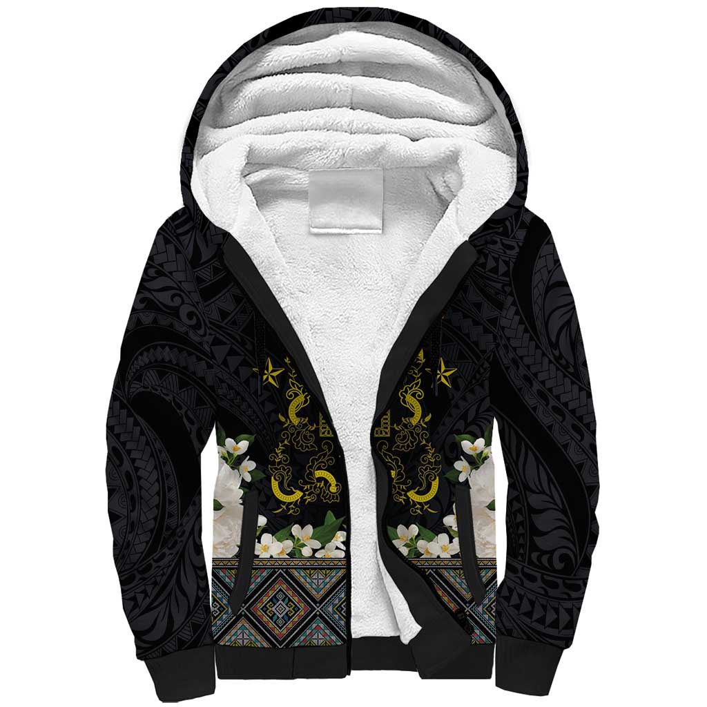 Flores de Mayo and Filipino Fiesta Sherpa Hoodie The Sun-Jasmine and Polynesian Yakan Tattoo Barong Style