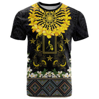 Flores de Mayo and Filipino Fiesta T Shirt The Sun-Jasmine and Polynesian Yakan Tattoo Barong Style LT03 Black - Polynesian Pride