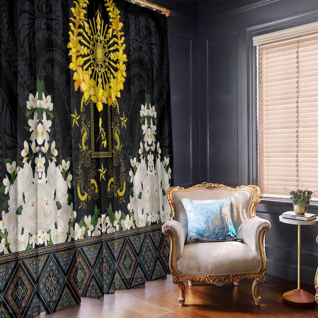 Flores de Mayo and Filipino Fiesta Window Curtain The Sun-Jasmine and Polynesian Yakan Tattoo Barong Style