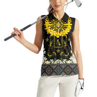 Flores de Mayo and Filipino Fiesta Women Sleeveless Polo Shirt The Sun-Jasmine and Polynesian Yakan Tattoo Barong Style LT03 - Polynesian Pride