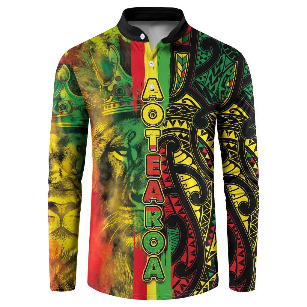Aotearoa Reggae Button Sweatshirt Maori Reggae-One Love LT03 Reggae - Polynesian Pride