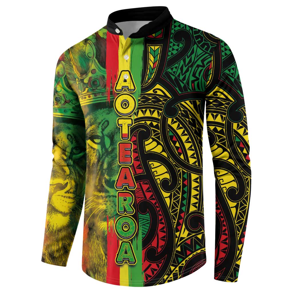 Aotearoa Reggae Button Sweatshirt Maori Reggae-One Love LT03 - Polynesian Pride