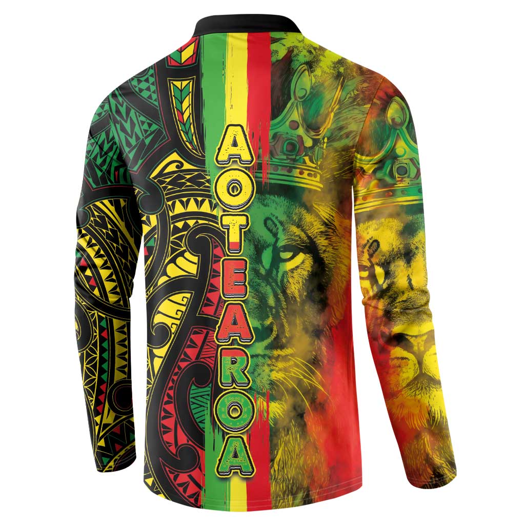 Aotearoa Reggae Button Sweatshirt Maori Reggae-One Love LT03 - Polynesian Pride