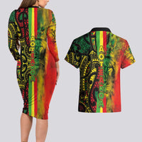 Aotearoa Reggae Couples Matching Long Sleeve Bodycon Dress and Hawaiian Shirt Maori Reggae-One Love LT03 - Polynesian Pride
