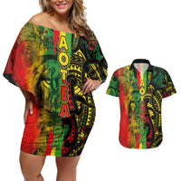 Aotearoa Reggae Couples Matching Off Shoulder Short Dress and Hawaiian Shirt Maori Reggae-One Love LT03 Reggae - Polynesian Pride