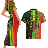 Aotearoa Reggae Couples Matching Short Sleeve Bodycon Dress and Hawaiian Shirt Maori Reggae-One Love LT03 - Polynesian Pride