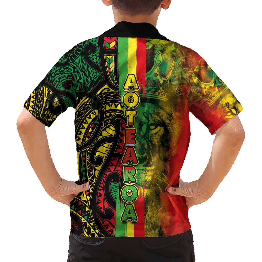 Aotearoa Reggae Family Matching Off Shoulder Maxi Dress and Hawaiian Shirt Maori Reggae-One Love LT03 - Polynesian Pride