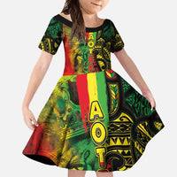 Aotearoa Reggae Family Matching Off Shoulder Maxi Dress and Hawaiian Shirt Maori Reggae-One Love LT03 Daughter's Dress Reggae - Polynesian Pride