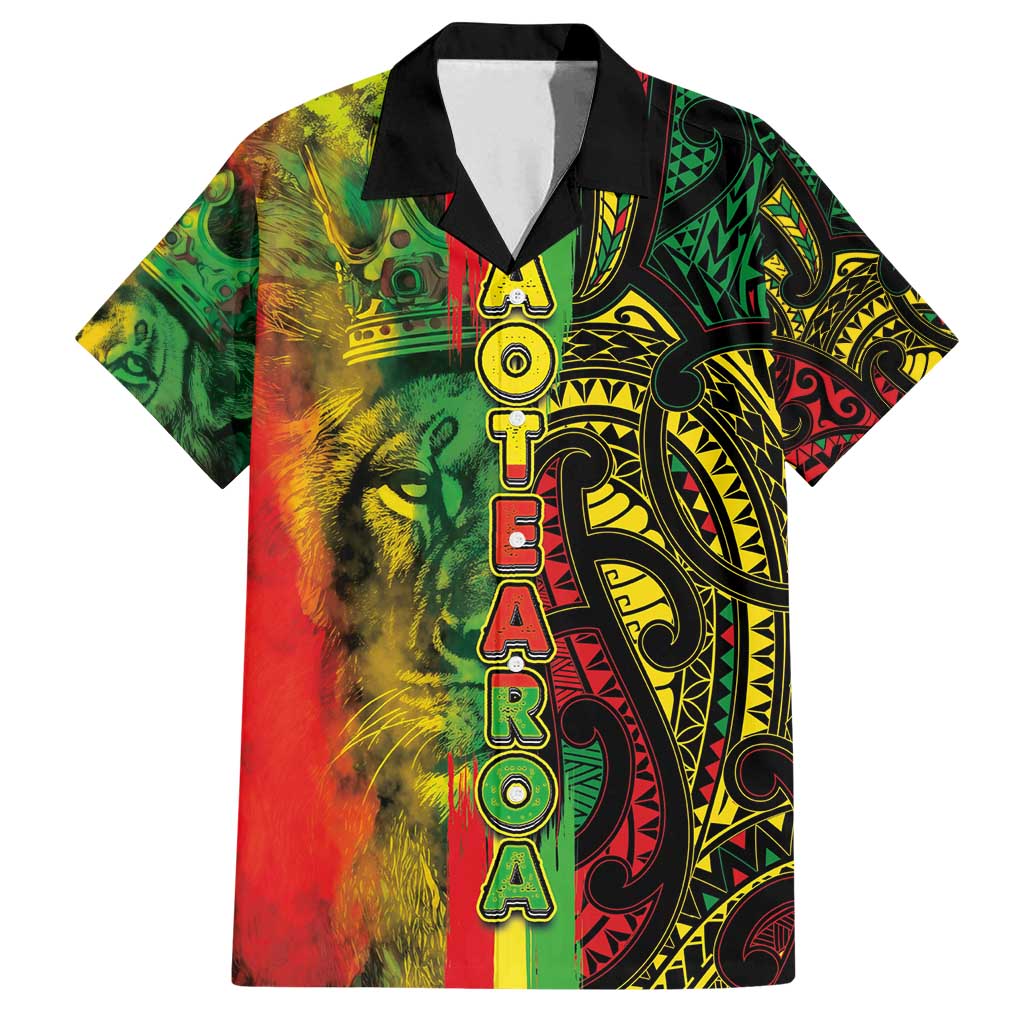 Aotearoa Reggae Family Matching Off Shoulder Maxi Dress and Hawaiian Shirt Maori Reggae-One Love LT03 Dad's Shirt - Short Sleeve Reggae - Polynesian Pride