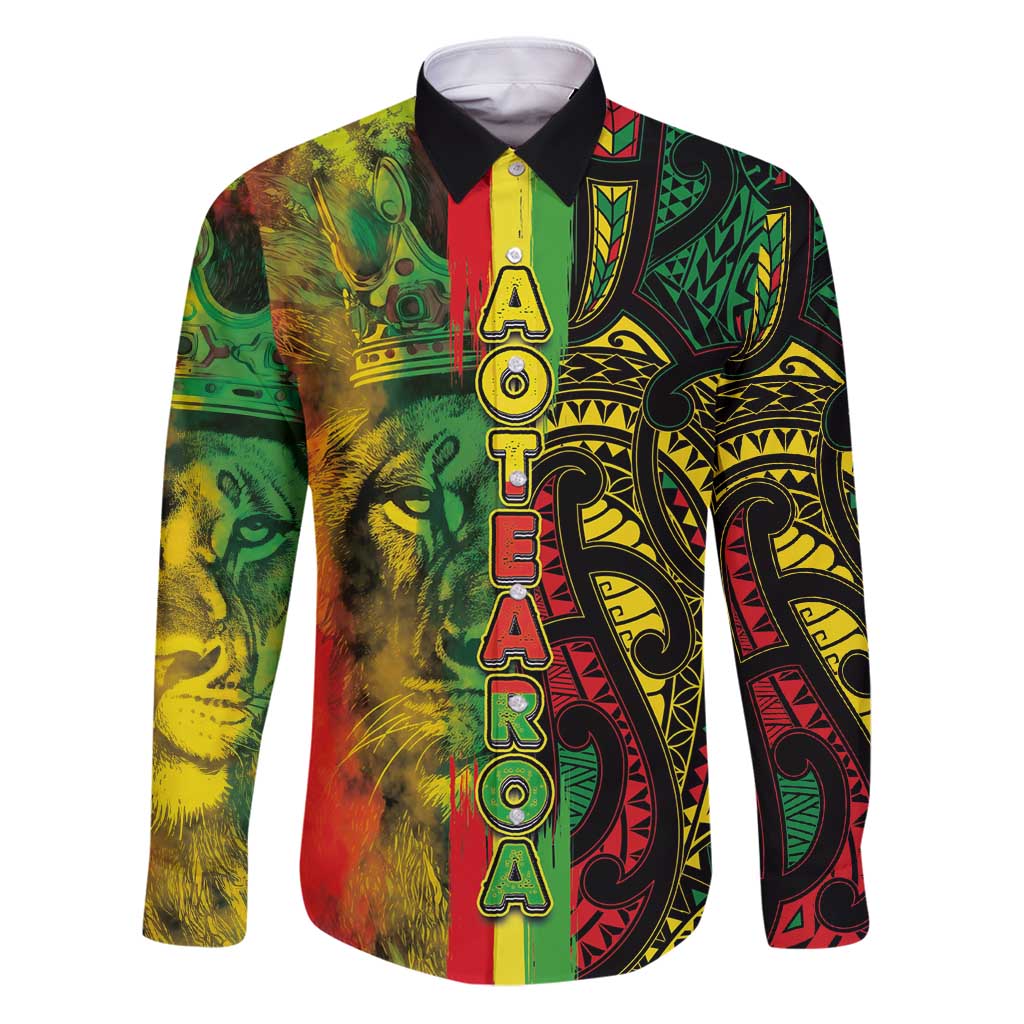 Aotearoa Reggae Family Matching Puletasi and Hawaiian Shirt Maori Reggae-One Love LT03 Dad's Shirt - Long Sleeve Reggae - Polynesian Pride
