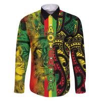 Aotearoa Reggae Family Matching Puletasi and Hawaiian Shirt Maori Reggae-One Love LT03 Dad's Shirt - Long Sleeve Reggae - Polynesian Pride