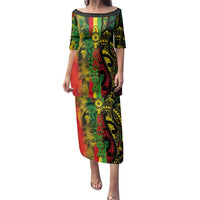 Aotearoa Reggae Family Matching Puletasi and Hawaiian Shirt Maori Reggae-One Love LT03 Mom's Dress Reggae - Polynesian Pride