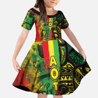 Aotearoa Reggae Family Matching Summer Maxi Dress and Hawaiian Shirt Maori Reggae-One Love LT03 Daughter's Dress Reggae - Polynesian Pride