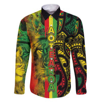 Aotearoa Reggae Family Matching Summer Maxi Dress and Hawaiian Shirt Maori Reggae-One Love LT03 Dad's Shirt - Long Sleeve Reggae - Polynesian Pride