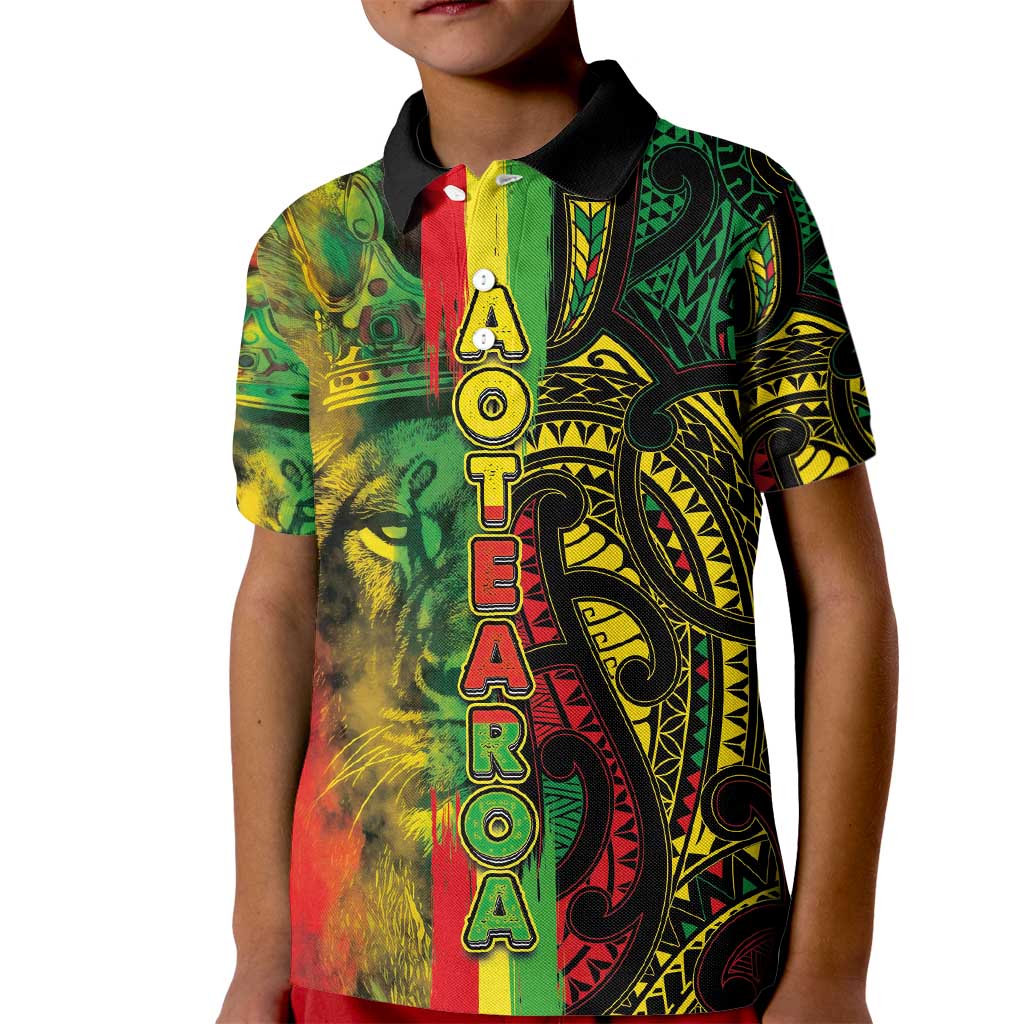 Aotearoa Reggae Kid Polo Shirt Maori Reggae-One Love LT03 Kid Reggae - Polynesian Pride