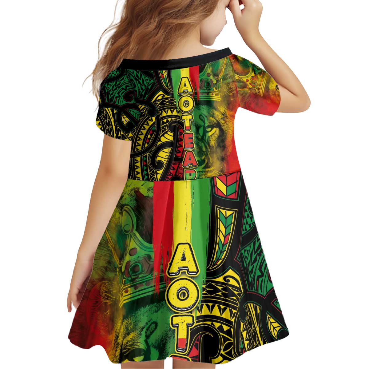Aotearoa Reggae Kid Short Sleeve Dress Maori Reggae-One Love