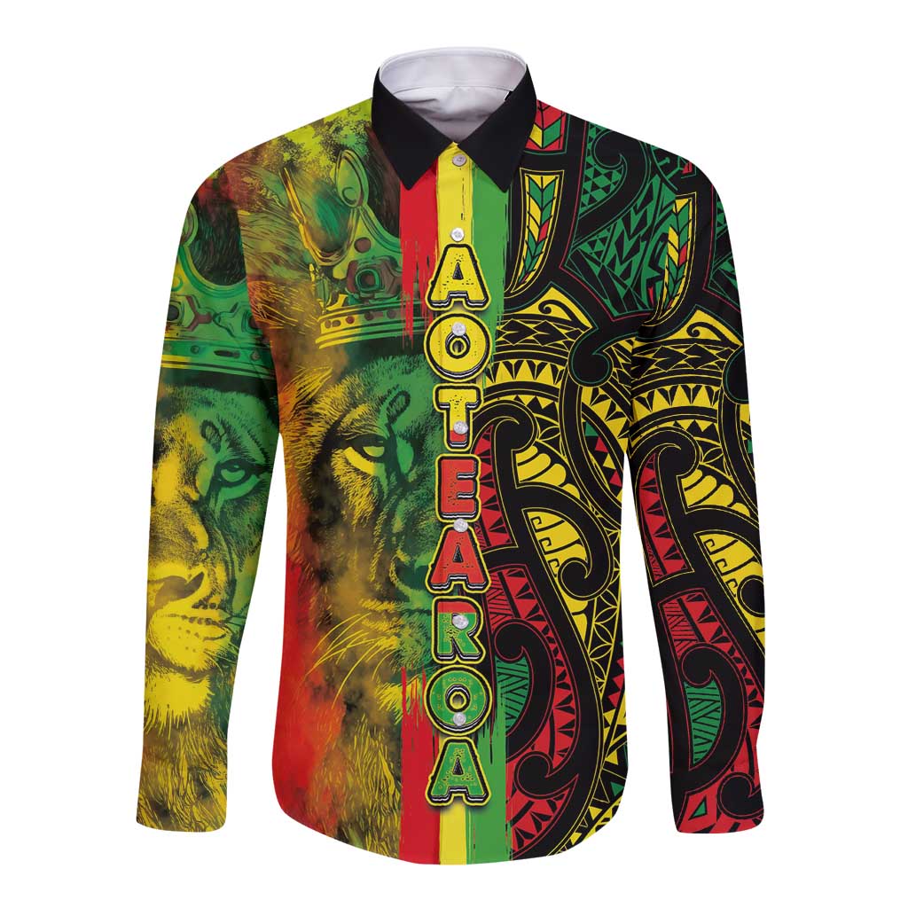 Aotearoa Reggae Long Sleeve Button Shirt Maori Reggae-One Love