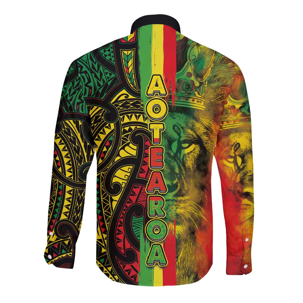 Aotearoa Reggae Long Sleeve Button Shirt Maori Reggae-One Love