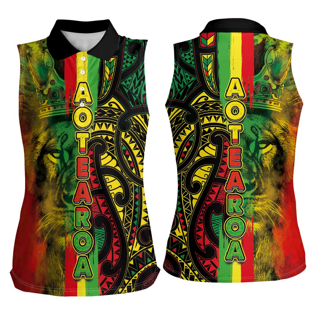 Aotearoa Reggae Women Sleeveless Polo Shirt Maori Reggae-One Love
