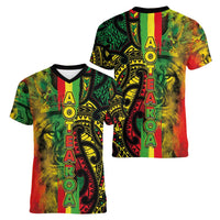 Aotearoa Reggae Women V-Neck T-Shirt Maori Reggae-One Love