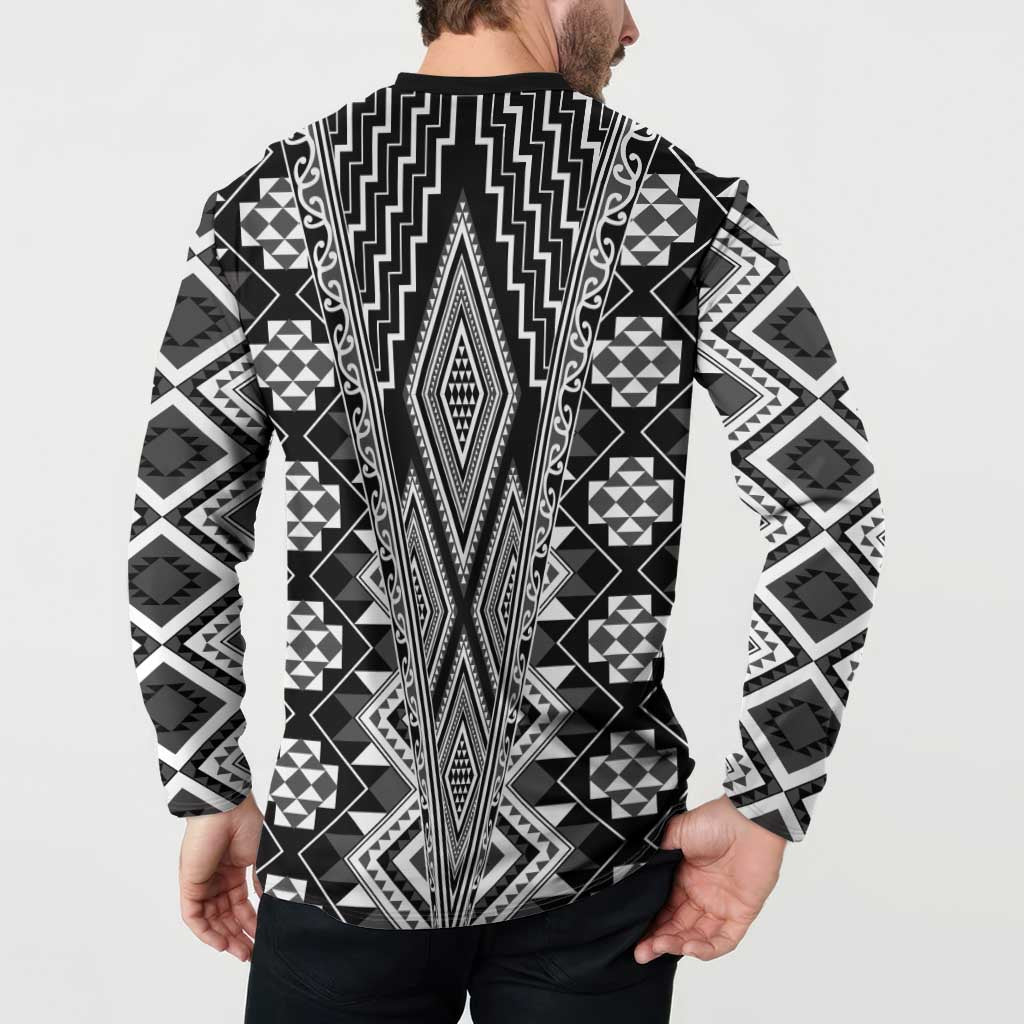 Aotearoa Tukutuku and Poutama Motif Classic Button Sweatshirt LT03 - Polynesian Pride