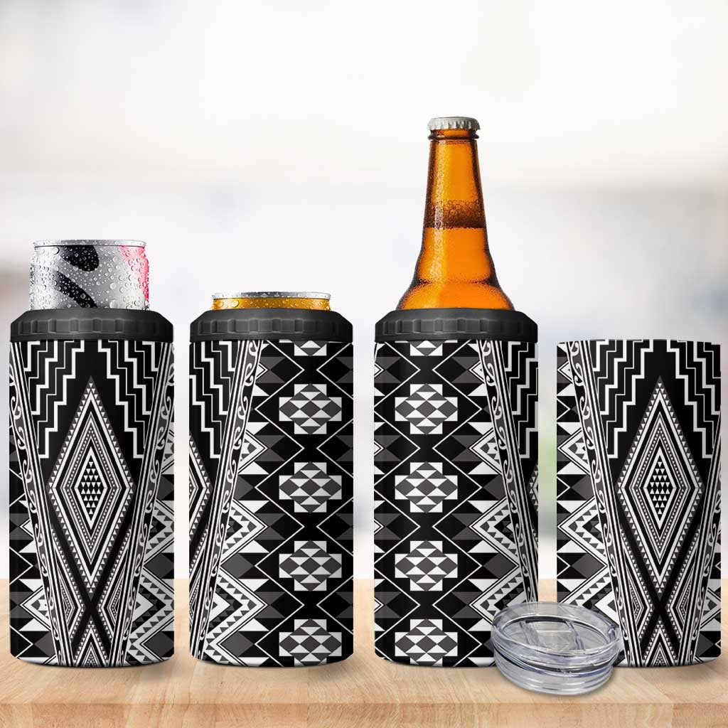 Aotearoa Tukutuku and Poutama Motif Classic 4 in 1 Can Cooler Tumbler LT03 - Polynesian Pride