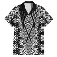 Aotearoa Tukutuku and Poutama Motif Classic Family Matching Long Sleeve Bodycon Dress and Hawaiian Shirt LT03 Dad's Shirt - Short Sleeve Gray - Polynesian Pride