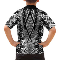 Aotearoa Tukutuku and Poutama Motif Classic Family Matching Off Shoulder Short Dress and Hawaiian Shirt LT03 - Polynesian Pride
