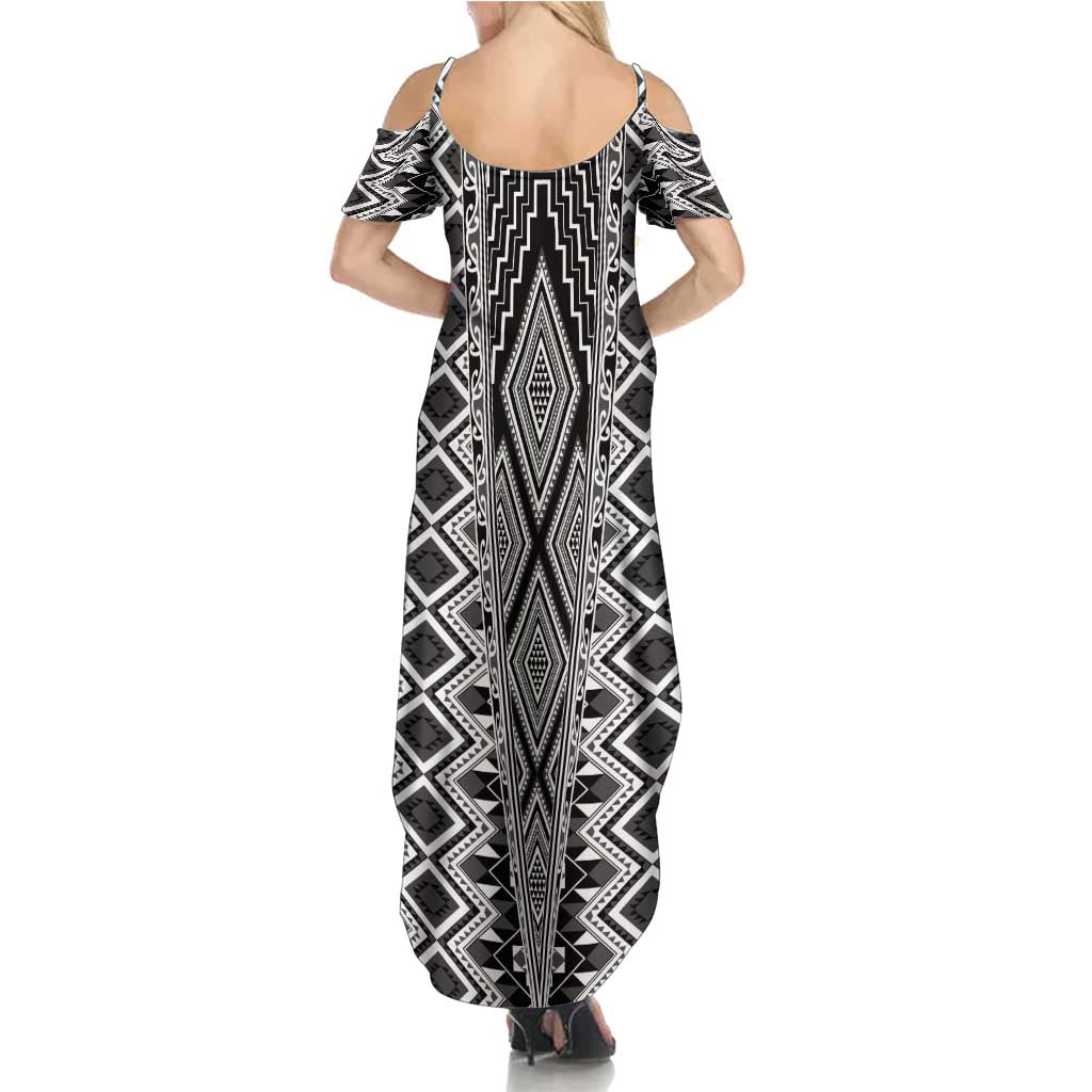 Aotearoa Tukutuku and Poutama Motif Classic Family Matching Summer Maxi Dress and Hawaiian Shirt LT03 - Polynesian Pride