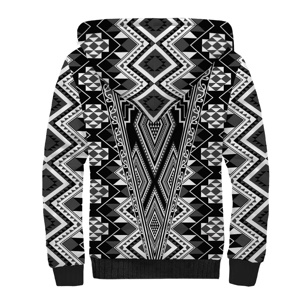 Aotearoa Tukutuku and Poutama Motif Classic Sherpa Hoodie