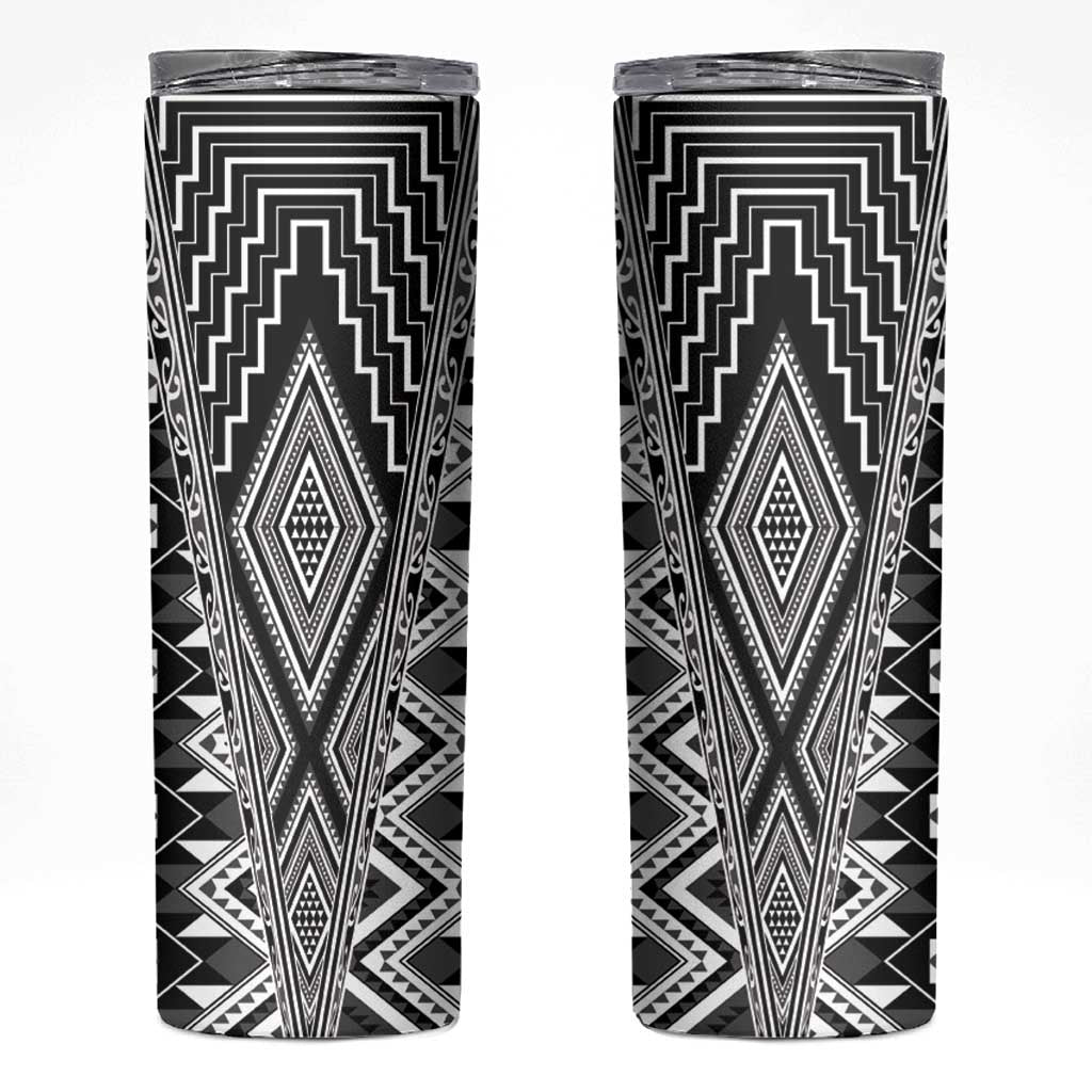 Aotearoa Tukutuku and Poutama Motif Classic Skinny Tumbler LT03 Gray - Polynesian Pride