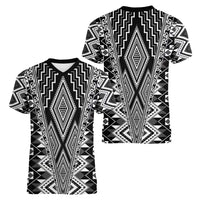Aotearoa Tukutuku and Poutama Motif Classic Women V-Neck T-Shirt LT03 - Polynesian Pride