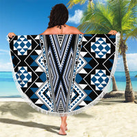 Blue Aotearoa Tukutuku and Poutama Motif Beach Blanket