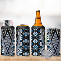 Blue Aotearoa Tukutuku and Poutama Motif 4 in 1 Can Cooler Tumbler LT03 - Polynesian Pride