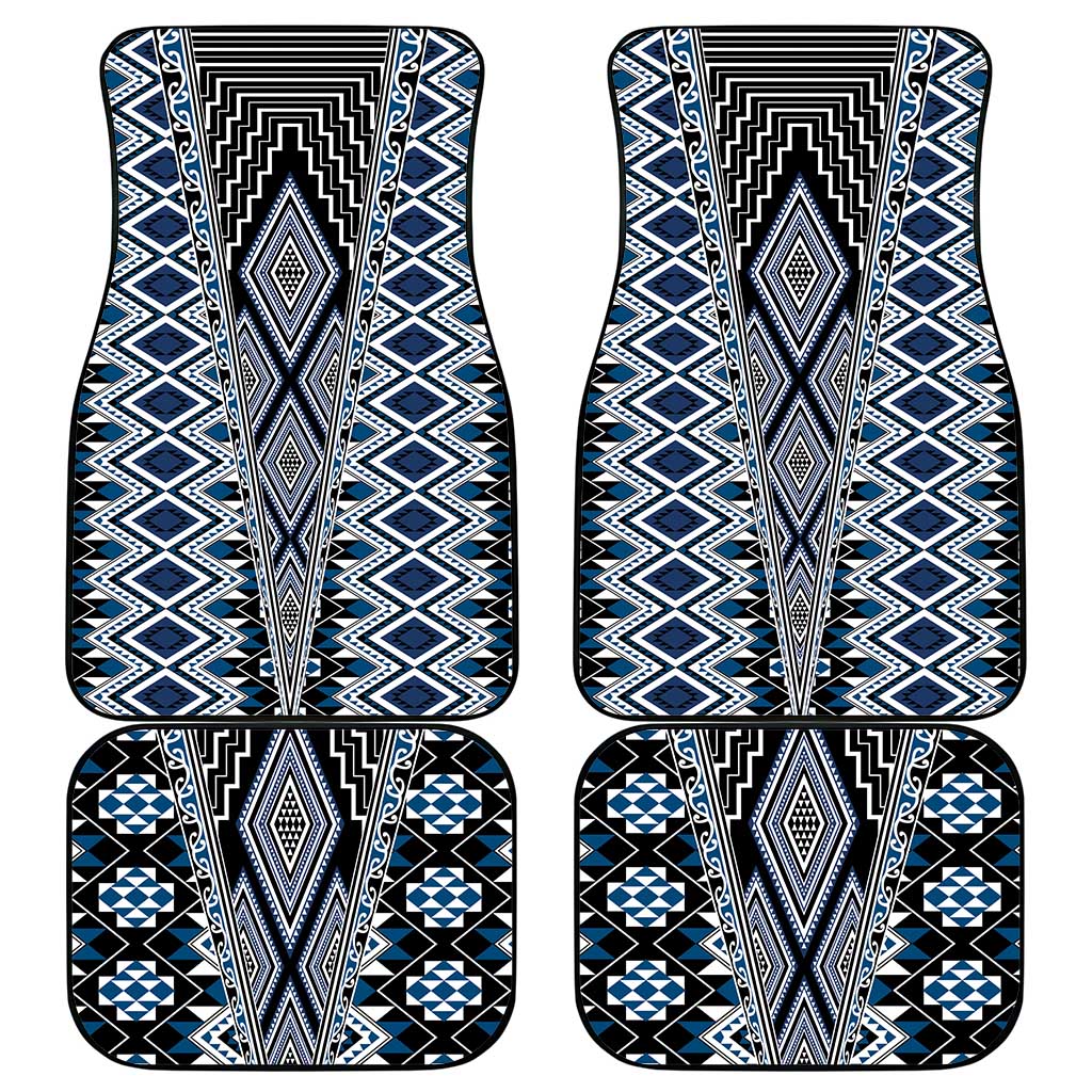 Blue Aotearoa Tukutuku and Poutama Motif Car Mats
