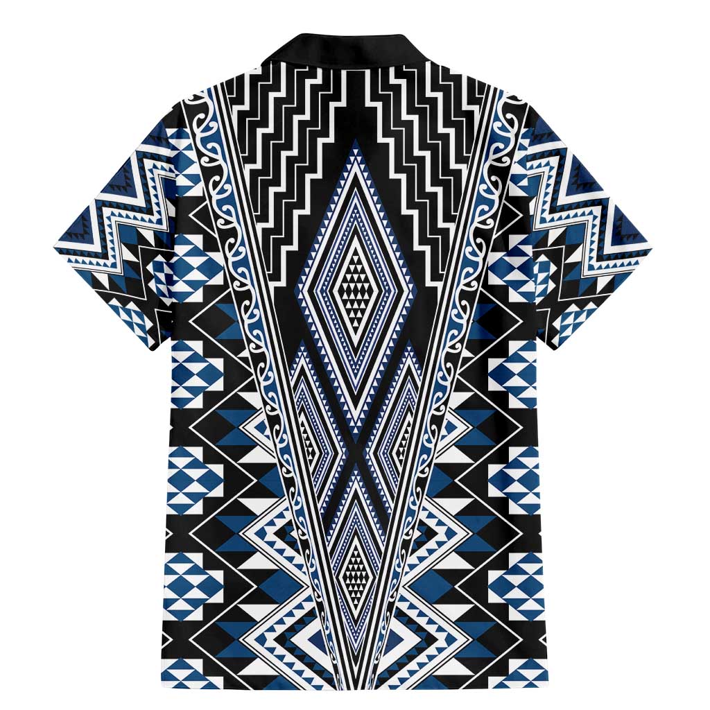 Blue Aotearoa Tukutuku and Poutama Motif Family Matching Mermaid Dress and Hawaiian Shirt LT03 - Polynesian Pride