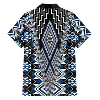 Blue Aotearoa Tukutuku and Poutama Motif Family Matching Short Sleeve Bodycon Dress and Hawaiian Shirt LT03 - Polynesian Pride