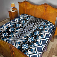 Blue Aotearoa Tukutuku and Poutama Motif Quilt