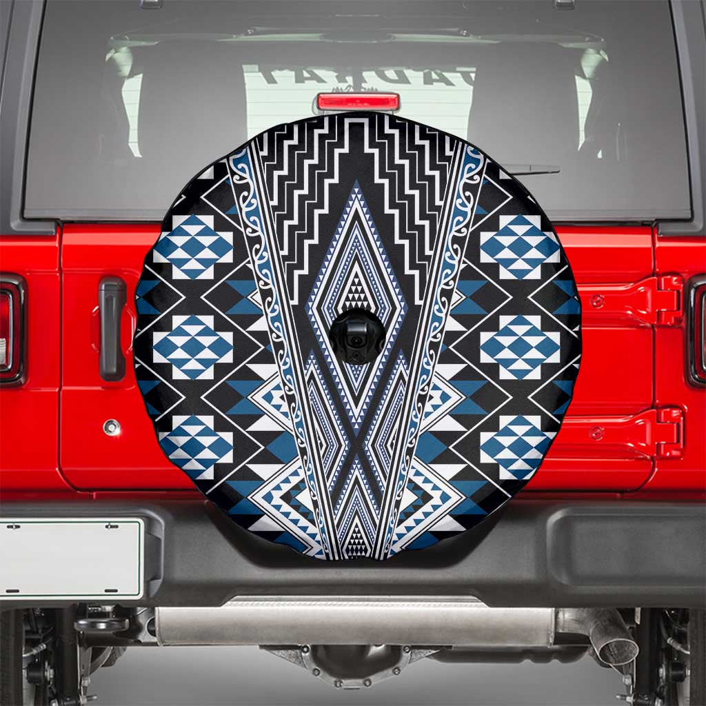 Blue Aotearoa Tukutuku and Poutama Motif Spare Tire Cover