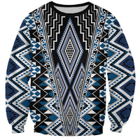 Blue Aotearoa Tukutuku and Poutama Motif Sweatshirt