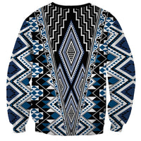 Blue Aotearoa Tukutuku and Poutama Motif Sweatshirt