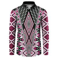 Pink Aotearoa Tukutuku and Poutama Motif Button Sweatshirt LT03 Pink - Polynesian Pride