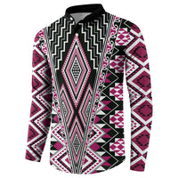 Pink Aotearoa Tukutuku and Poutama Motif Button Sweatshirt LT03 - Polynesian Pride