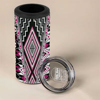 Pink Aotearoa Tukutuku and Poutama Motif 4 in 1 Can Cooler Tumbler LT03 - Polynesian Pride