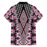Pink Aotearoa Tukutuku and Poutama Motif Family Matching Short Sleeve Bodycon Dress and Hawaiian Shirt LT03 - Polynesian Pride