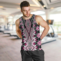 Pink Aotearoa Tukutuku and Poutama Motif Men Tank Top